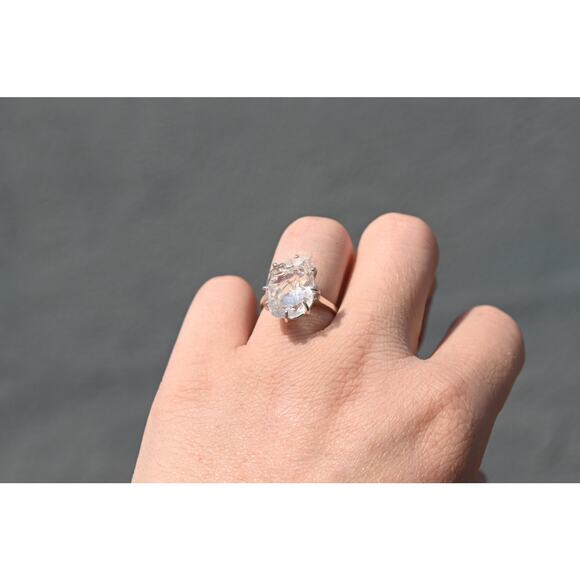 Edwardian Raw Diamond Engagement Ring Rough Diamond Wedding Band Uncut Diamond - Picture 6 of 9